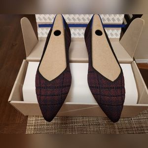 NWT Rothys Points Cranberry Plaid SZ. 6.5